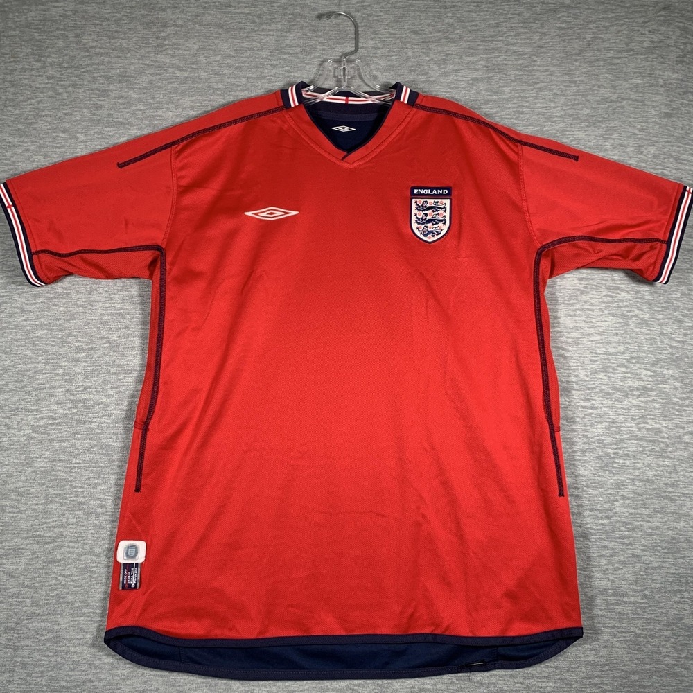 Vintage England National Team Soccer Jersey Mens Large Navy Red Umbro Reversible - Picture 11 of 15